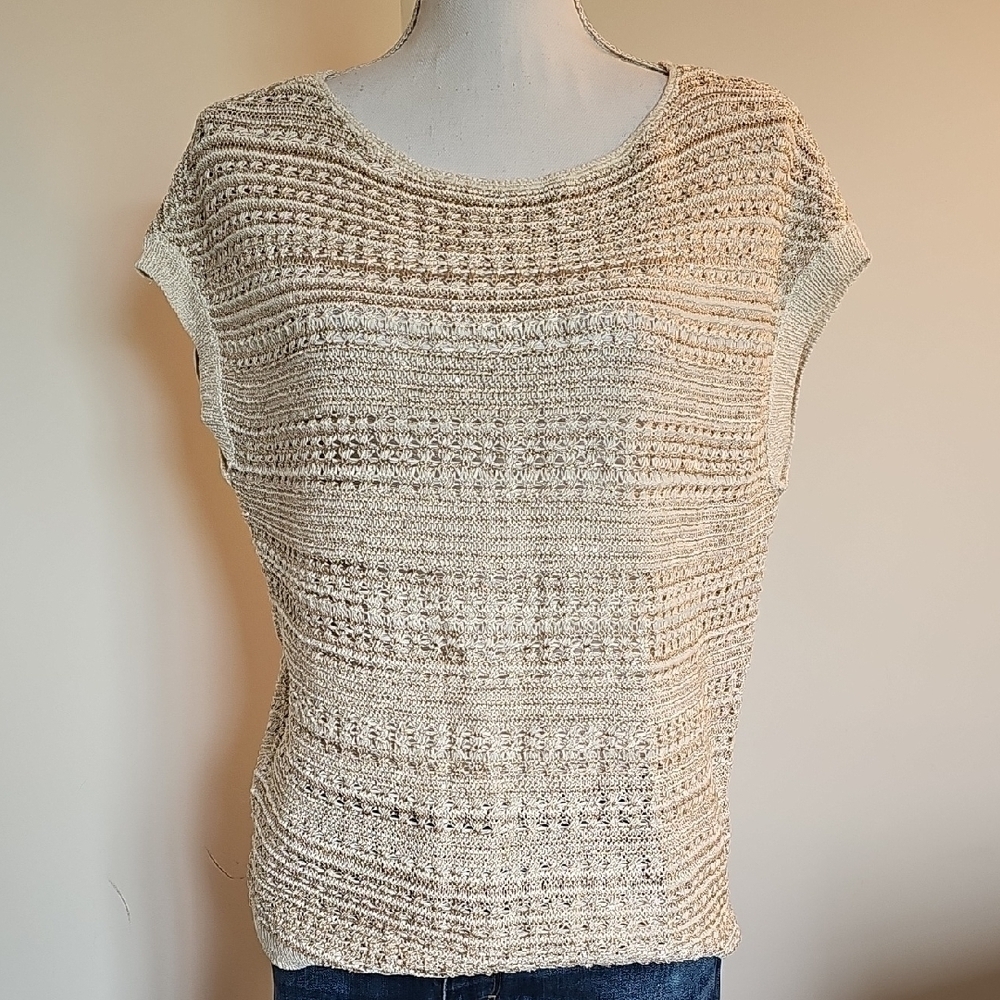 White House Black Market Cream Knit Top